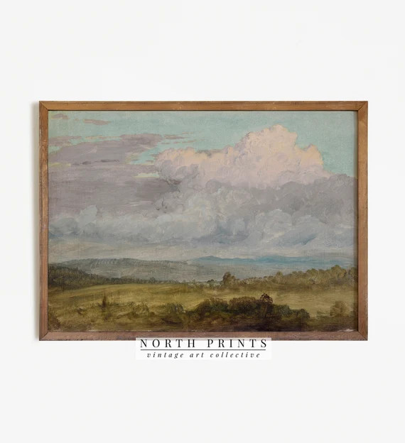 Vintage French Landscape Scenery Art  Antique Country Clouds | Etsy | Etsy (US)