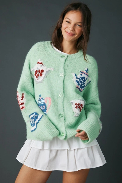 BDG Becca Tea Time Brushed Knit Oversized Cardigan | Urban Outfitters (US and RoW)