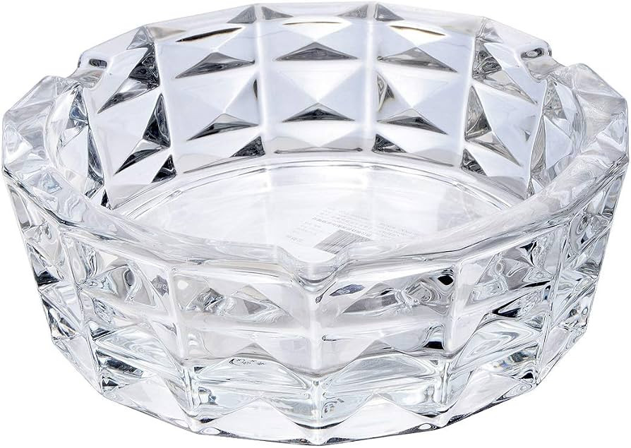 Glass Ashtray Crystal, 6 inch Round Clear Heavy Smoke Cigar Cigarettes Holder Tabletop Tray Outdo... | Amazon (US)