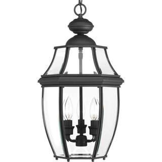 Progress Lighting New Haven Collection 3-Light Textured Black Clear Beveled Glass New Traditional... | The Home Depot