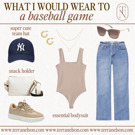 Baseball game outfit / spring outfit / Abercrombie bodysuit / Abercrombie denim / aesthetic outfits / baseball hat / neutral sneakers

#LTKstyletip #LTKFind #LTKhome