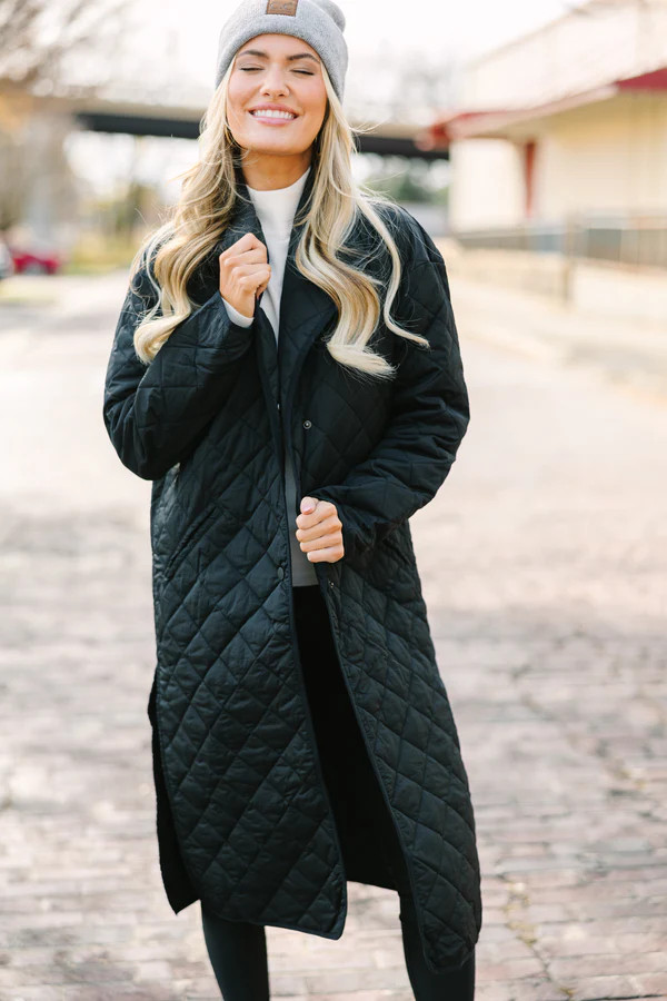 Don't Look Back Black Long Puffer Coat | The Mint Julep Boutique