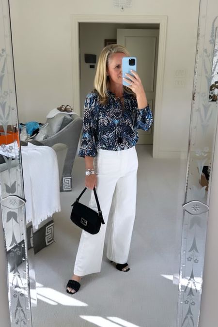 Blue and white silky top with ivory denim.   A perfect fall outfit from Avara!

Ivory denim
Blue and white top for fall
Fendi handbag
Black slide


#LTKover40 #LTKSeasonal #LTKfindsunder100