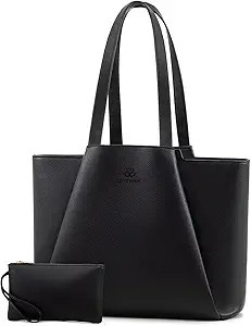 LOVEVOOK Laptop Tote Bag for Women 15.6 Inch Work Bag Leather Laptop Bag with Clutch, Large Capac... | Amazon (US)