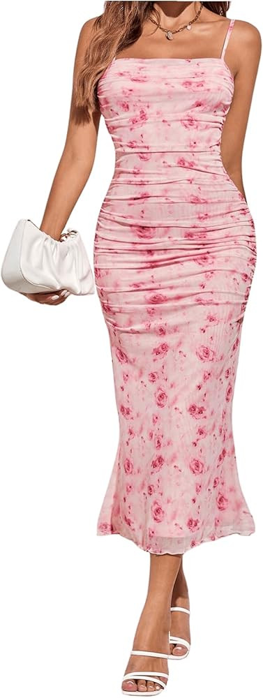GORGLITTER Women's Floral Spring Summer Wedding Guest Dress Bridal Shower Cocktail Tea Party Beac... | Amazon (US)