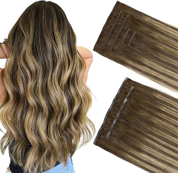 GOO GOO Invisi Edge Clip in Hair Extensions Set, 22inch 140g, 5pcs Injected Seamless PU Clip ins ... | Amazon (US)