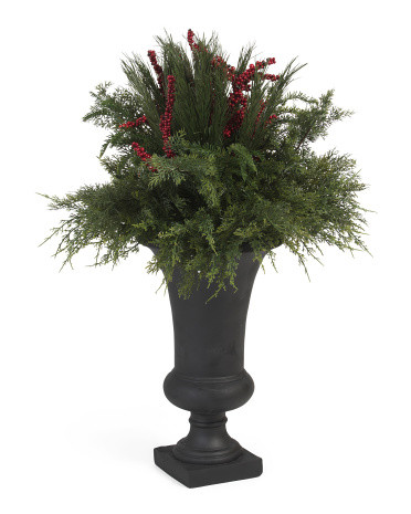 4ft Pre-lit Led Draping Pine Berry Porch Pot | TJ Maxx