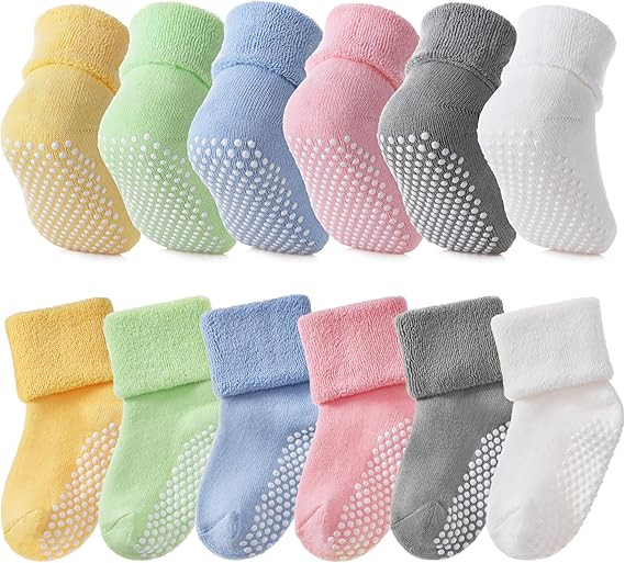 SDBING Baby Boys Girls Grips Socks Infant Toddlers Kids Non Slip Warm Thick Cotton Ankle Crew Soc... | Amazon (US)