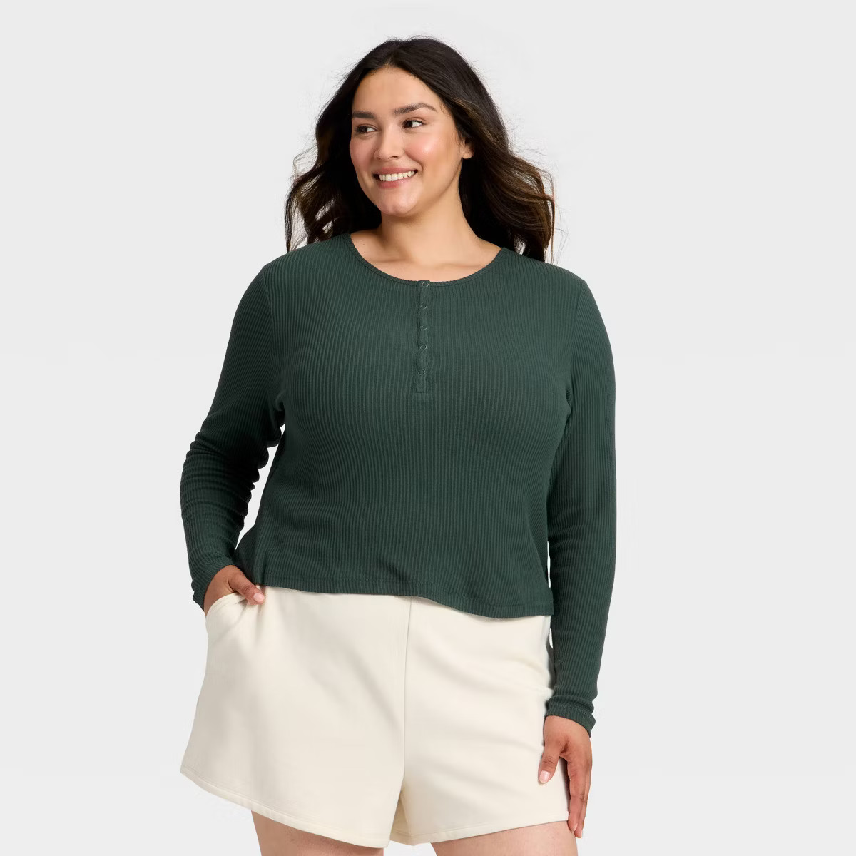 Women's Cozy Ribbed Long Sleeve Henley Pullover - Auden™ | Target