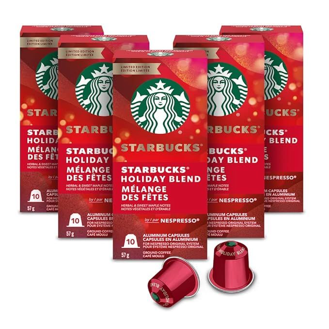 Starbucks by Nespresso Medium Roast Holiday Blend Coffee (50-count single serve capsules, compati... | Amazon (US)