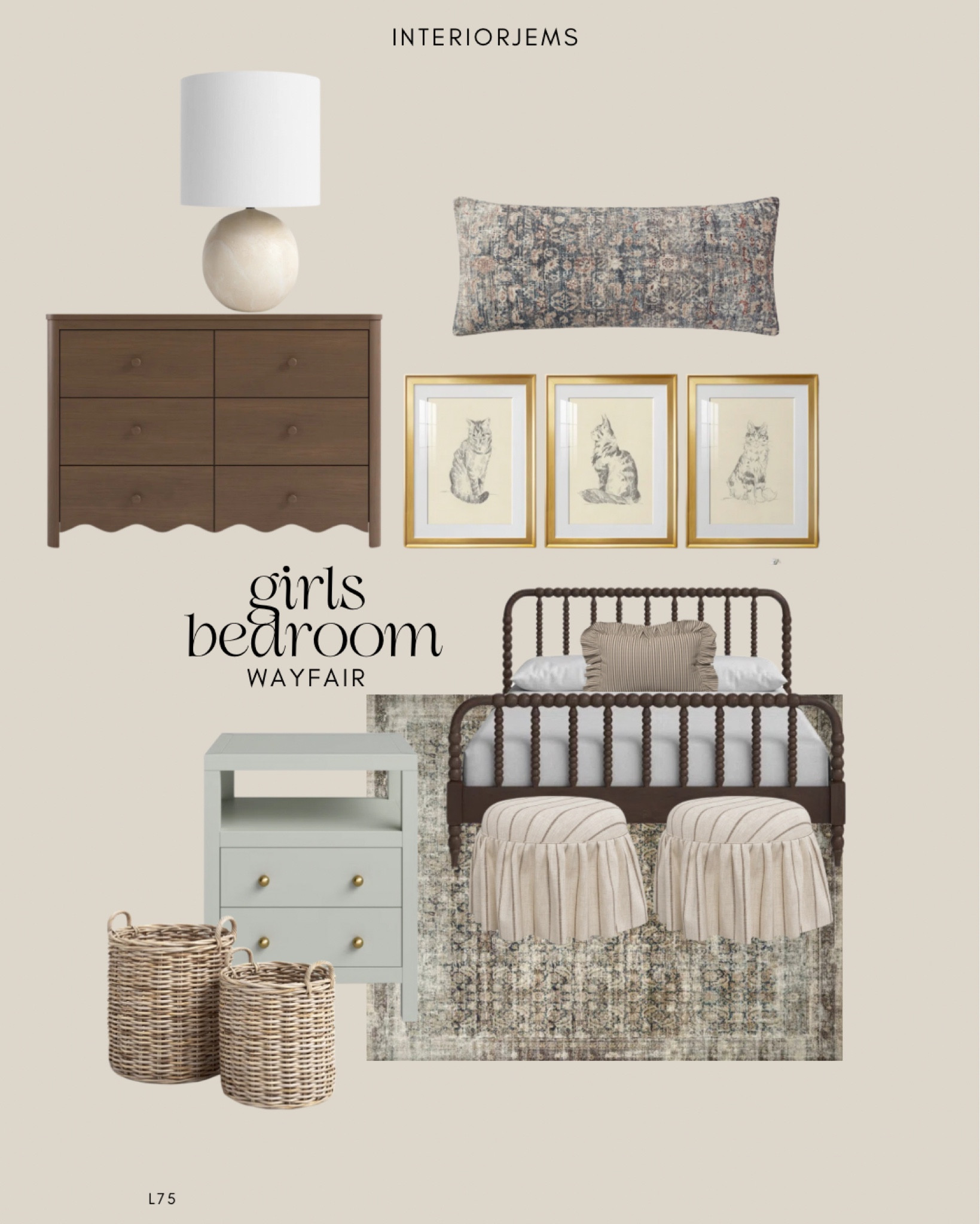 Girls‘s bedroom get the look, vintage style, barley, twist bed, wood bed, ruffled Ottomans, love the seafoam, green nightstand, it’s also a new color, set of baskets, scalloped dresser, small dresser, vintage style pillow, framed, and ready art, throw pillow, ruffled pillow, table lamp, kids bedroom

#LTKStyleTip #LTKSaleAlert #LTKHome