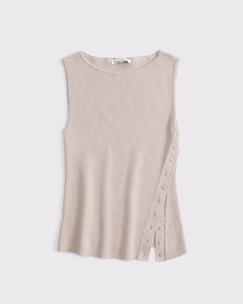 Abercrombie & Fitch Women's Asymmetrical Button Sweater Tank in Sand - Size XXS | Abercrombie & Fitch (US)