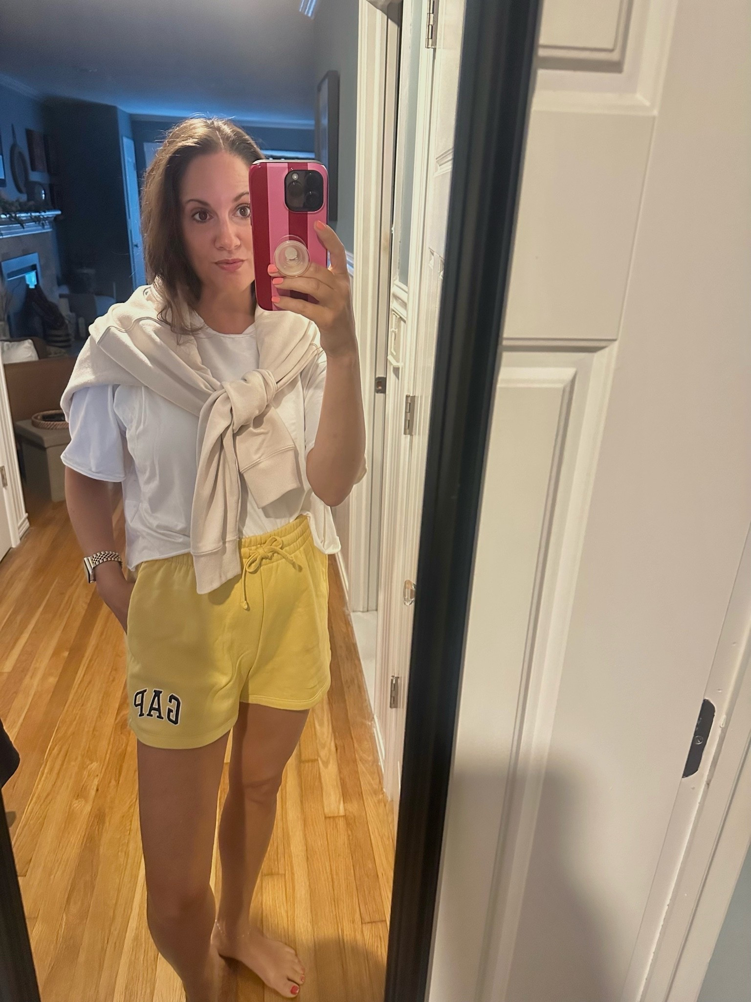 casual WFH ‘fit. LOVE these throwback style #Gap logo shorts 🩳- comfy and easy to throw on and not too short. under $30 and multiple colors!

#LTKootd #LTKTravel #LTKActive