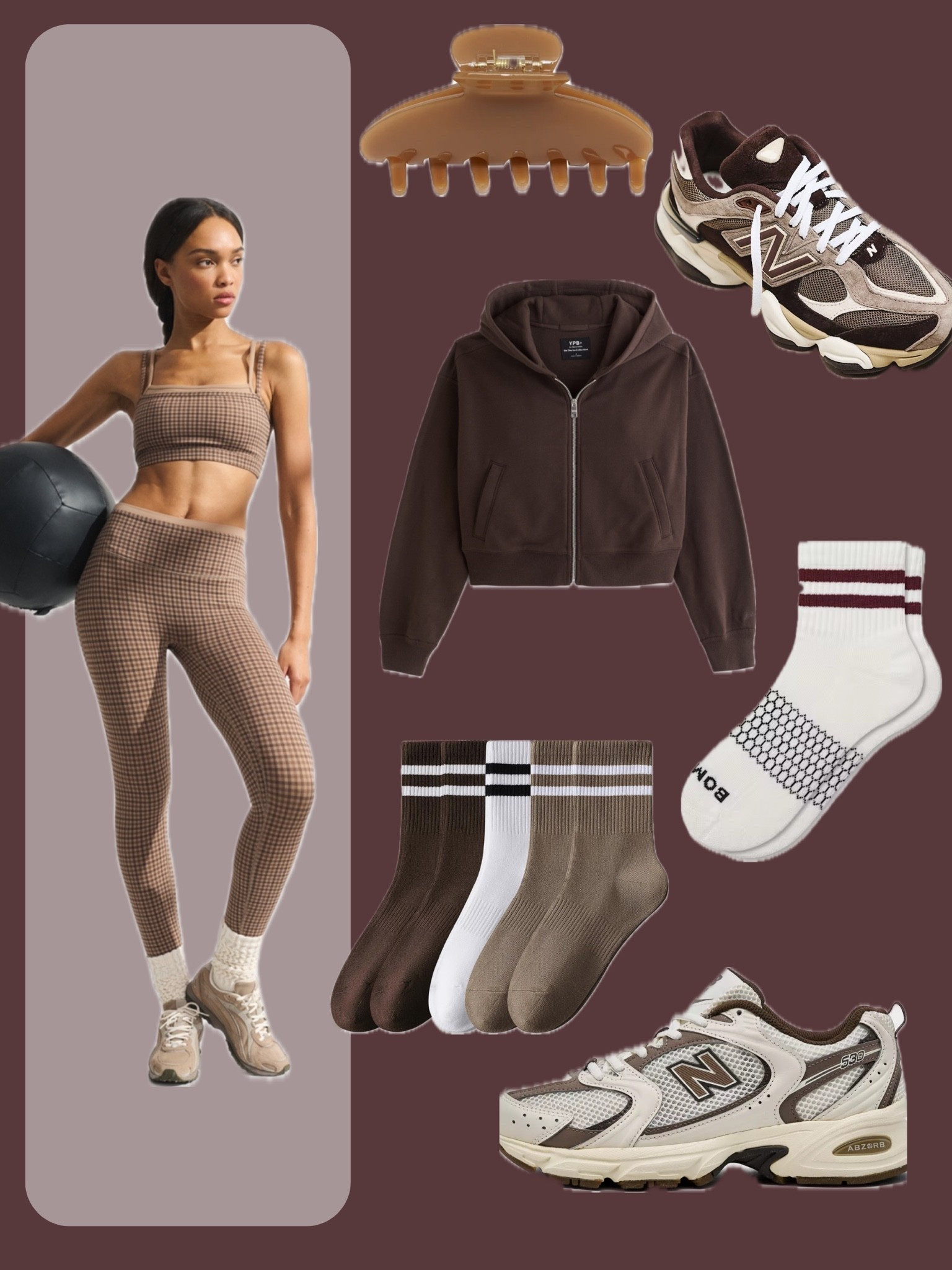 | autumn outfits | fall workout outfits | fall Pilates outfits | brown athletic outfits | neutral shoes | fall sneakers | striped crew socks | claw clips | cropped jacket | plaid layered set |

#LTKfitnessgoals #LTKActive #LTKmomlife