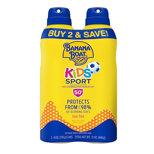 Banana Boat Sport Kids Sunscreen Spray SPF 50, Twin Pack | Spray Sunscreen for Kids, Childrens Sunblock SPF 50, Oxybenzone Free, 6oz each | Amazon (US)