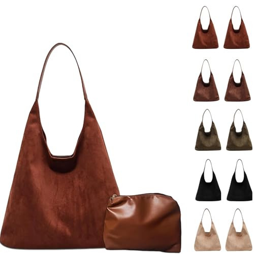 Brown Suede Tote Bag for Women - Shoulder Bag | Amazon (US)