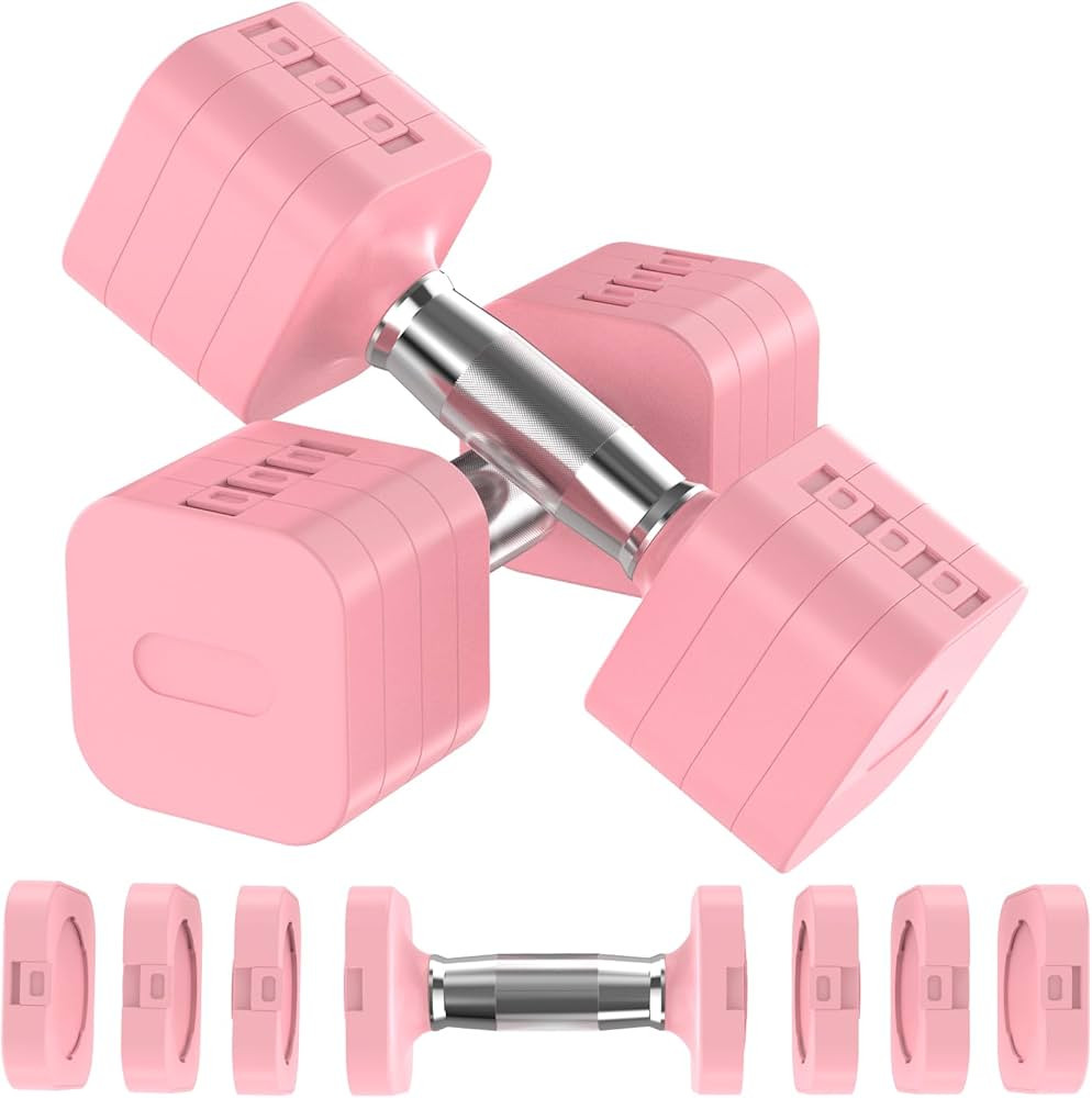 Adjustable Dumbbells Set of 2, Adjustable Weight Dumbbells with 4 Levels 4.4lb, 6.6lb, 8.8lb, 11l... | Amazon (US)