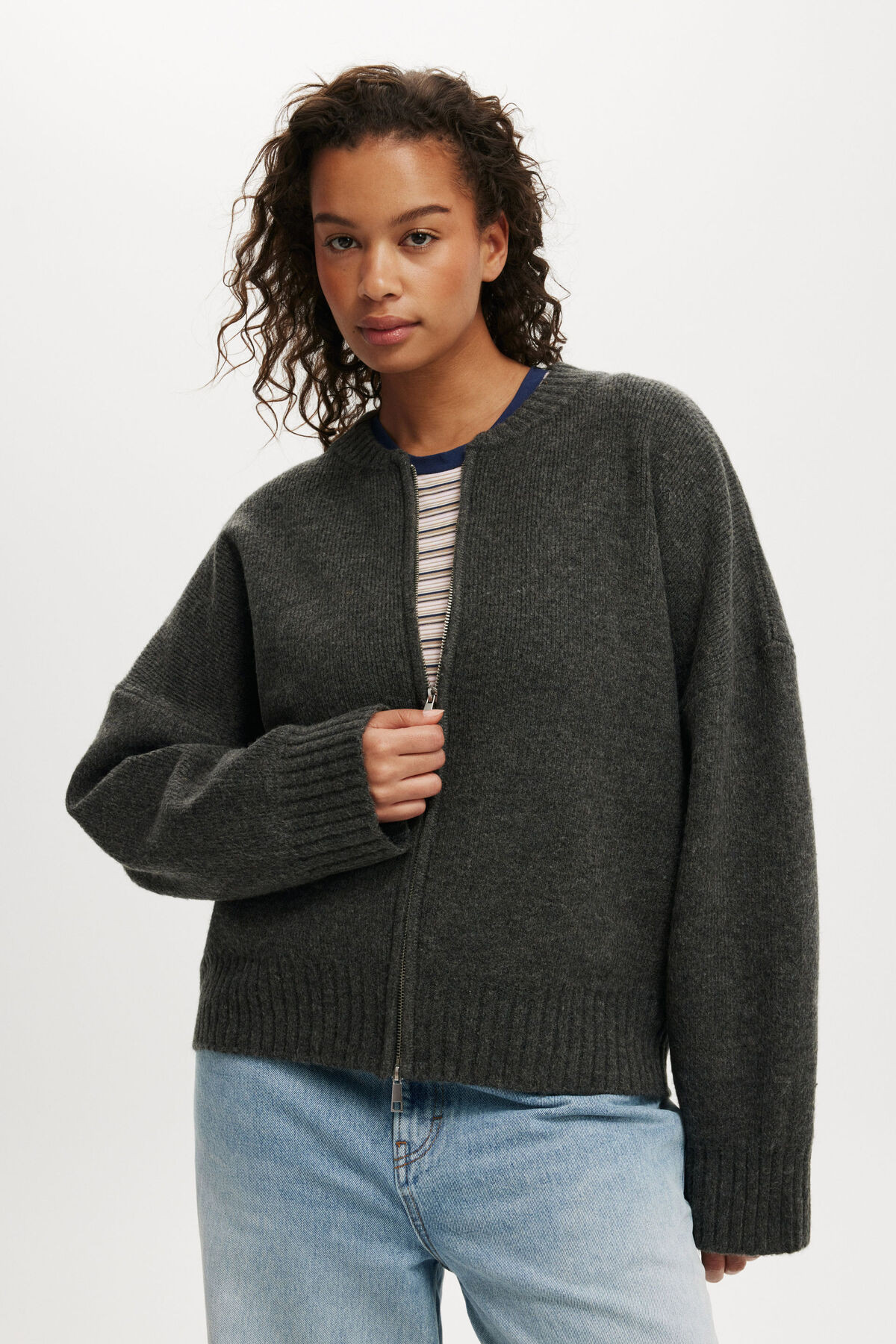 Luxe Zip Through Knit Bomber | Cotton On (ANZ)