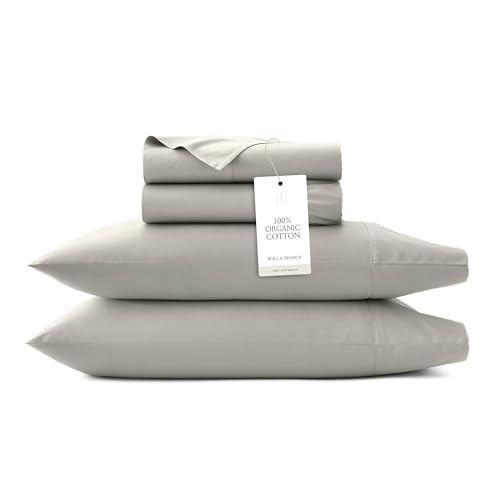 BOLL & BRANCH Percale Hemmed Sheet Set - Cooling Breathable Bed Sheets for Hot Sleepers - Queen, Pewter - Luxury 100% Organic Cotton - 1 Flat, 1 Fitted, 2 Pillowcases | Amazon (US)