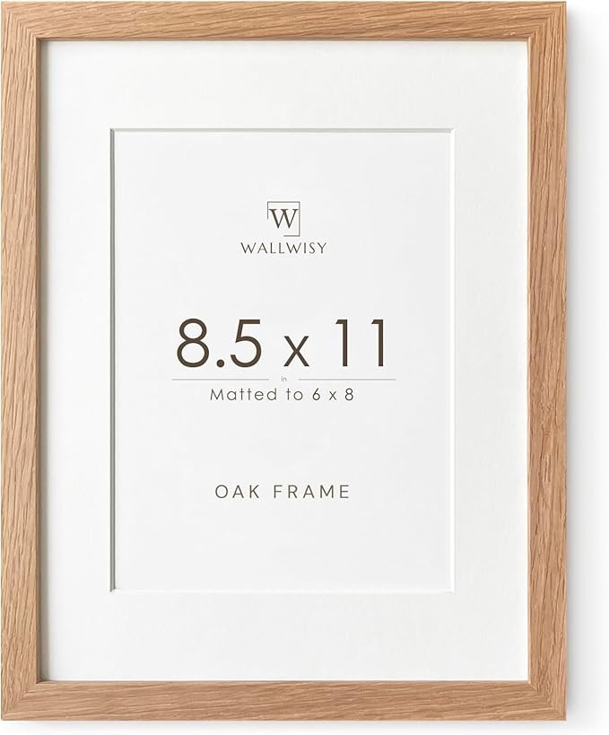 8.5x11 Picture Frame, Solid Oak Wood 8.5 by 11 Picture Frame with Mat to 6x8(Openning Size is 5.5... | Amazon (US)