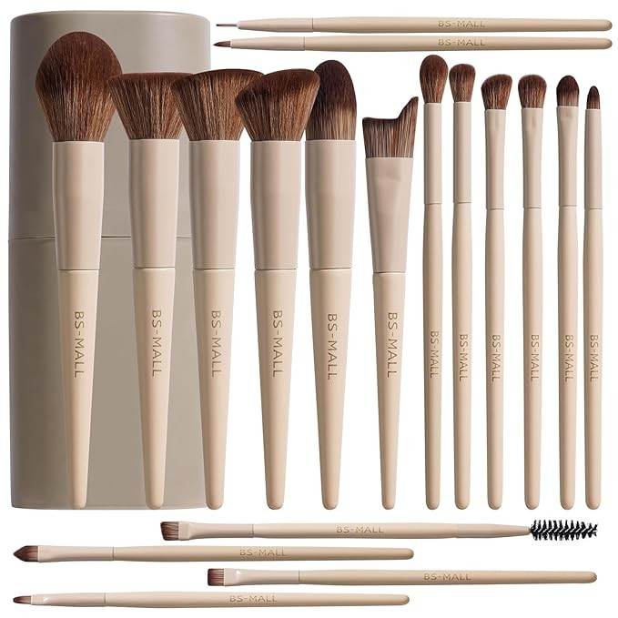 BS-MALL Professional Makeup Brush Set 18 Pcs Premium Synthetic Foundation Powder Concealers Eye S... | Amazon (US)