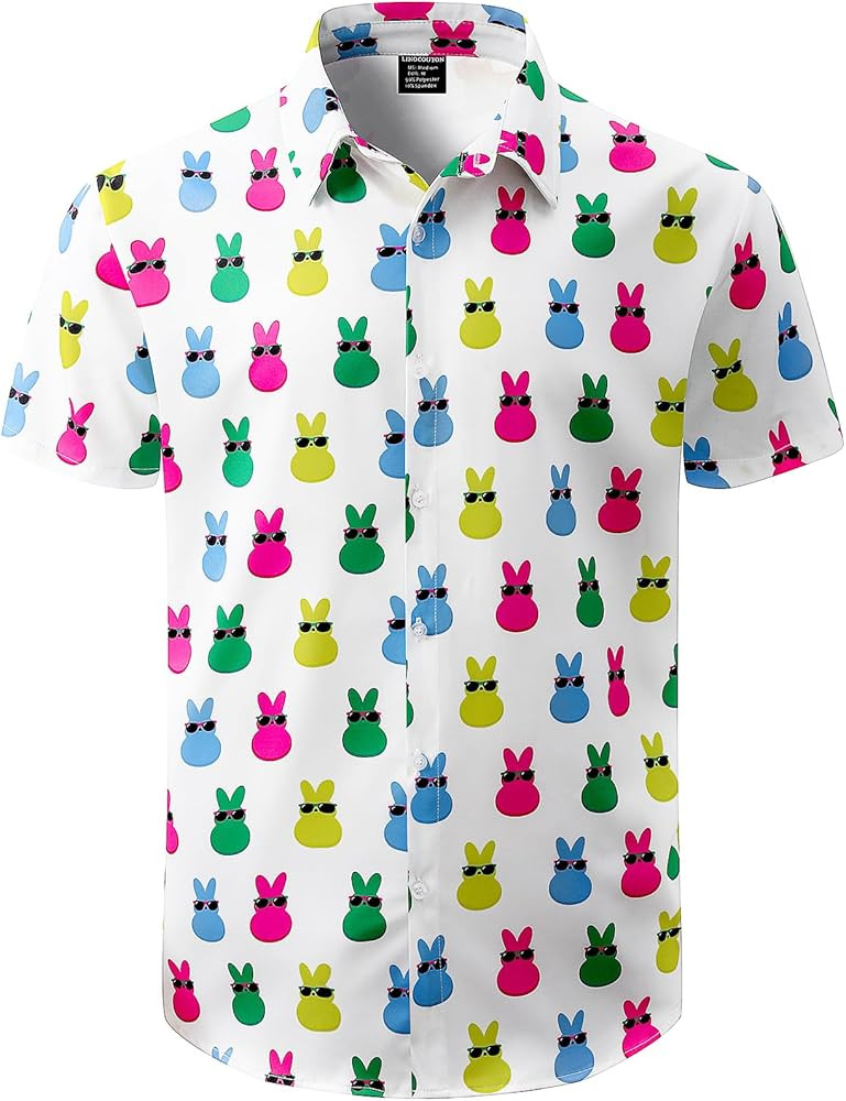 LINOCOUTON Mens Easter Short Sleeve Button Down Shirts | Amazon (US)