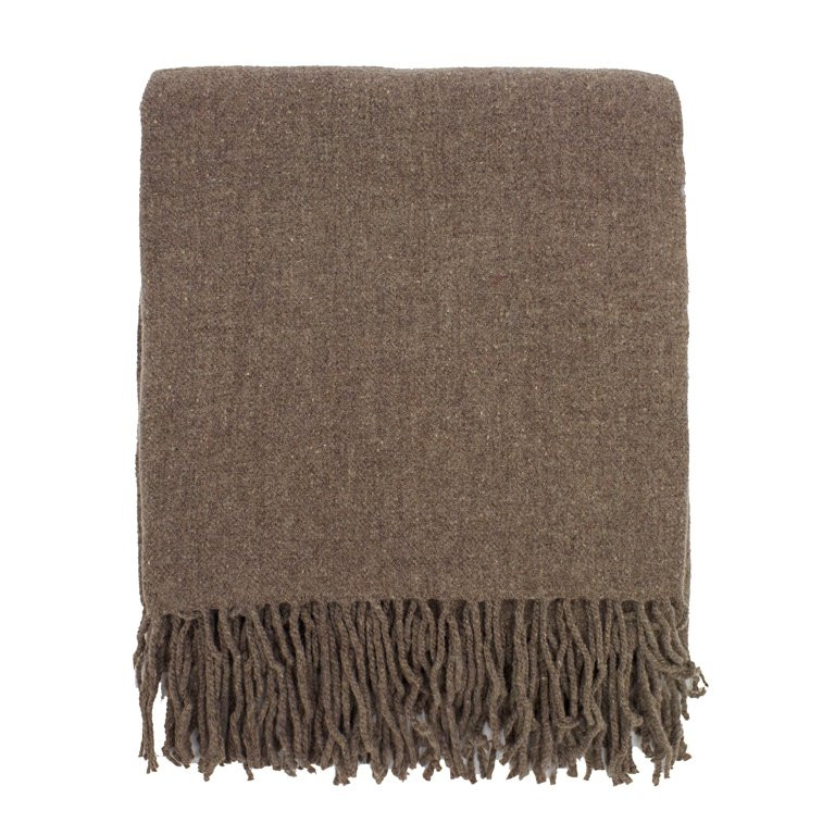 Classic Plain Cozy Wool Blend Woven Tassels Throw Blanket - 50" x 60" (Taupe) | Walmart (US)