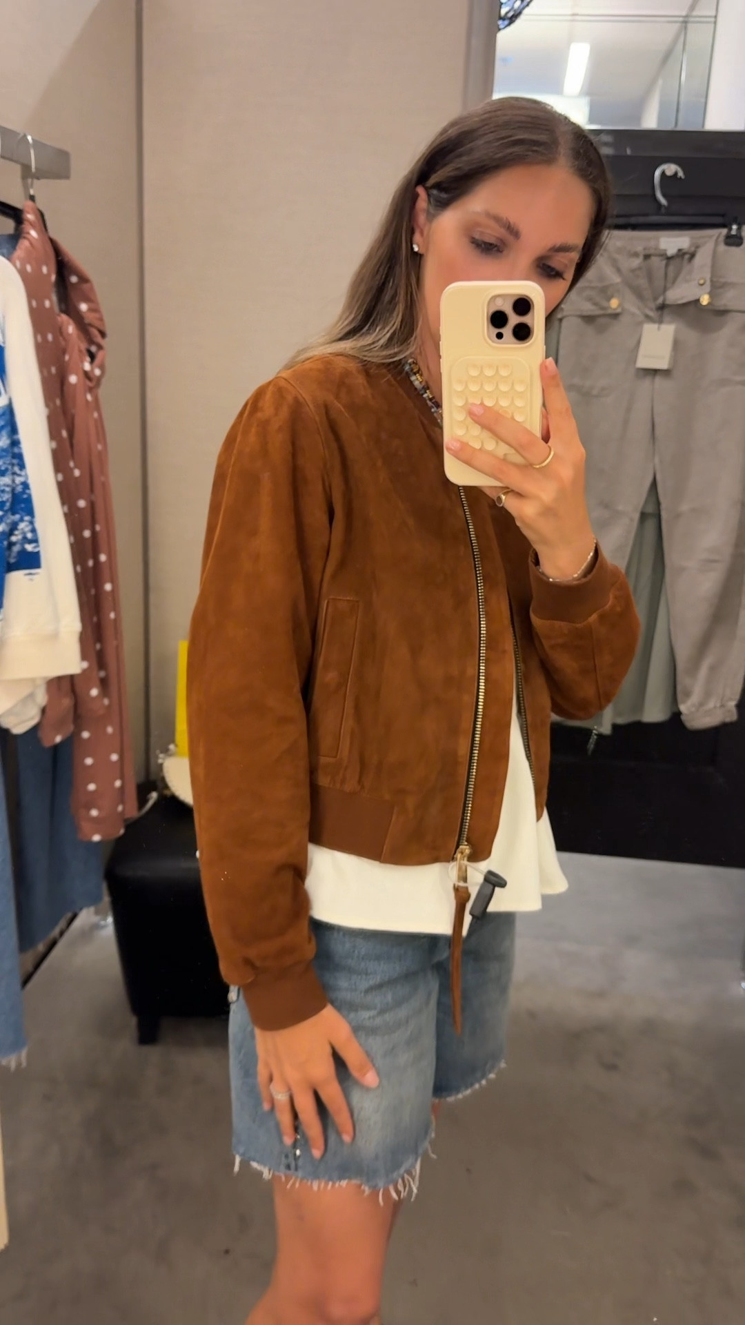 All saints suede bomber jacket is on the Nordstrom anniversary sale this year. I sized up so I could wear a sweater underneath. Wearing US size 6. 

#LTKSaleAlert