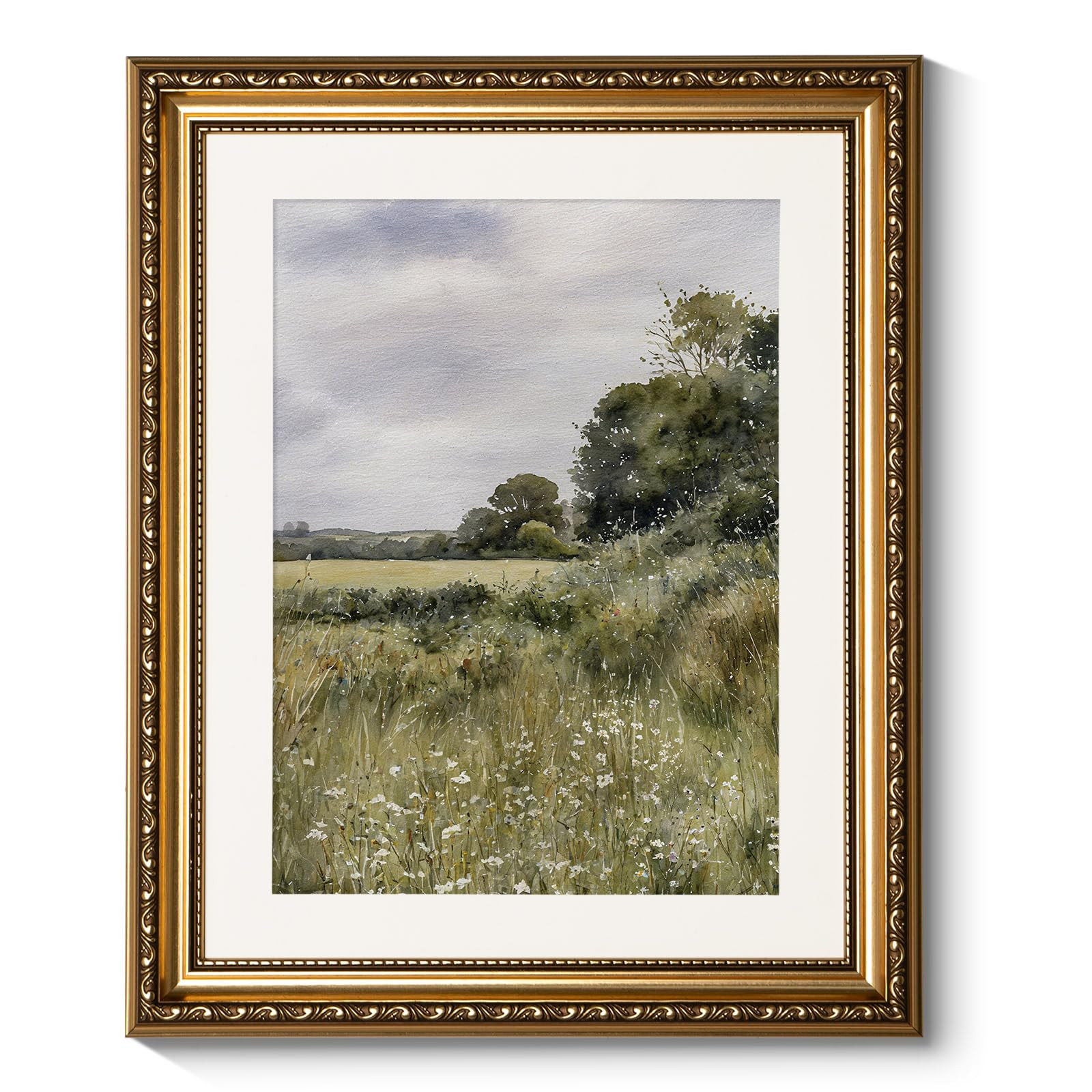 ARPEOTCY Vintage Gold Framed Wall Art, 13x16 inch Farmhouse Meadow Landscape Country Paintings Ho... | Amazon (US)