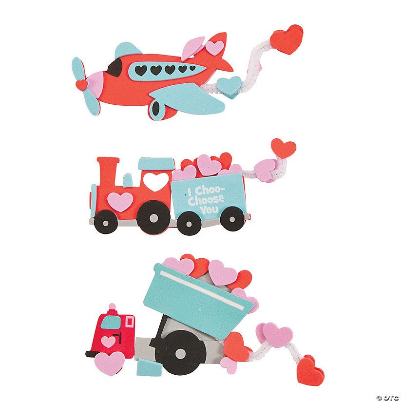 Valentine Transportation Magnet Craft Kit - Makes 12 | Oriental Trading Company