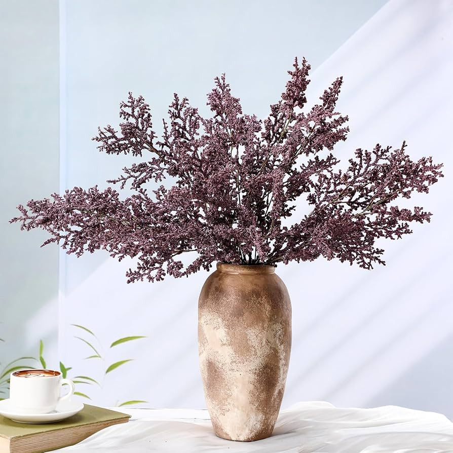 4 Pcs 30 Inch Thanksgiving Dusty Plum Sedum Berry Stem for Vase Harvest Artificial Faux Rusty Plu... | Amazon (US)
