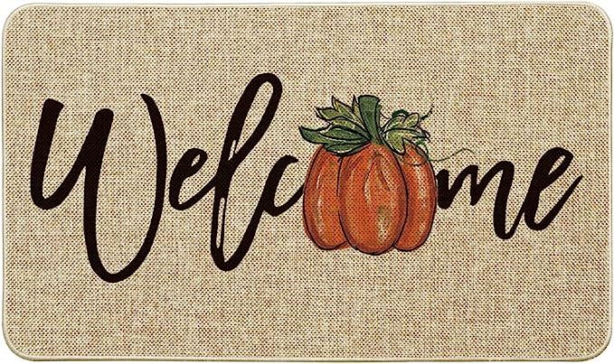 Artoid Mode Welcome Pumpkin Decorative Doormat, Fall Autumn Thanksgiving Harvest Vintage Low-Prof... | Amazon (US)