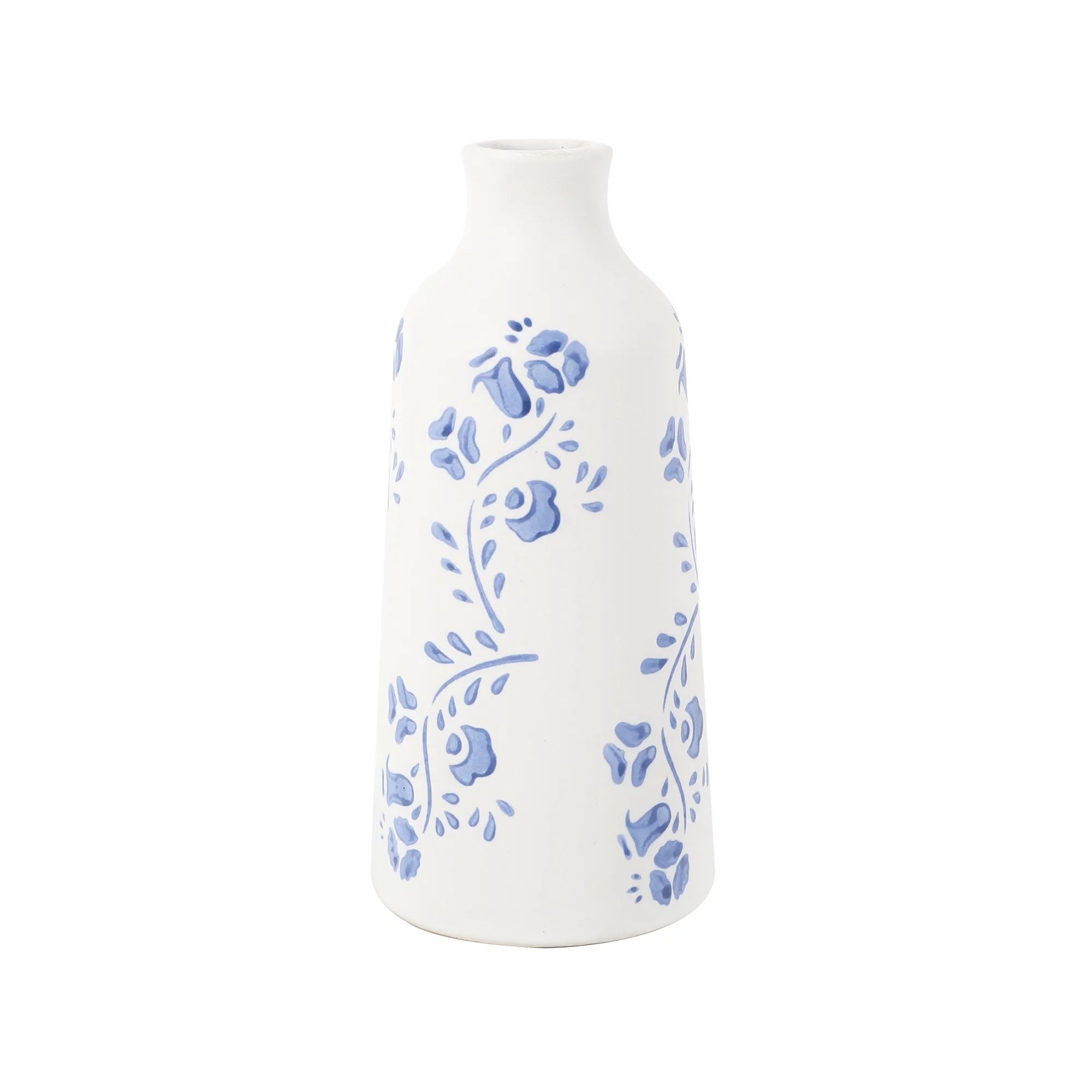Flora Bunda Tabletop 7.13" Everyday Blue Floral Print Ceramic Vase (3.25L x 3.25"W x 7.13"H) | Walmart (US)