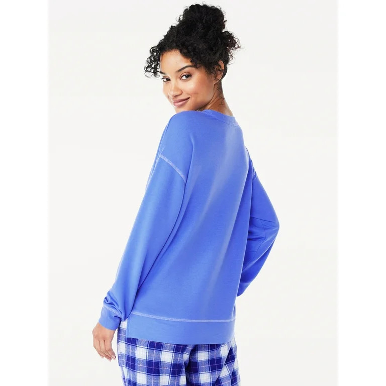 Joyspun Women's French Terry Sleep Top with Long Sleeves, Sizes XS to 3X | Walmart (US)