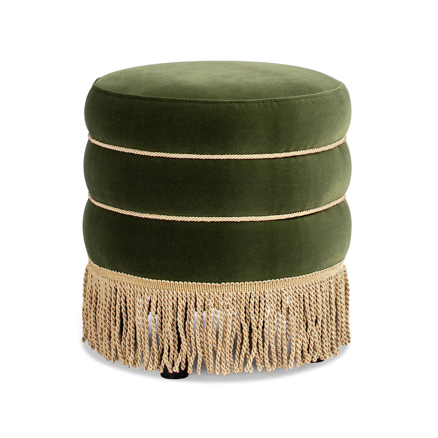 Dakota Fields Edward 17.5" Round Upholstered Ottoman With Bullion Fringe | Wayfair | Wayfair North America