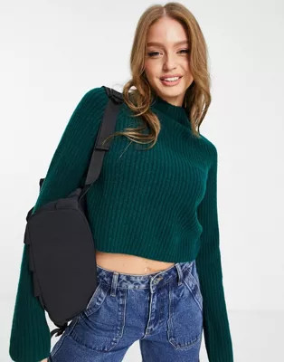 Monki ribbed knit sweater in green | ASOS (Global)