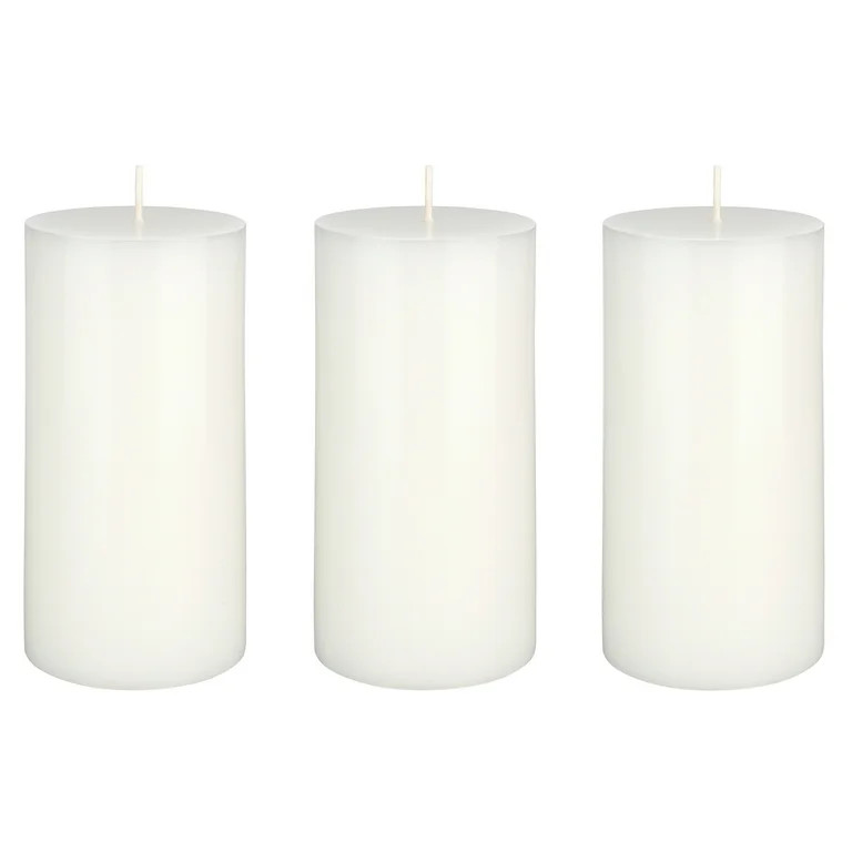 Mega Candles 3 pcs Unscented White Round Pillar Candle, Hand Poured Premium Wax Candles 3 Inch x ... | Walmart (US)