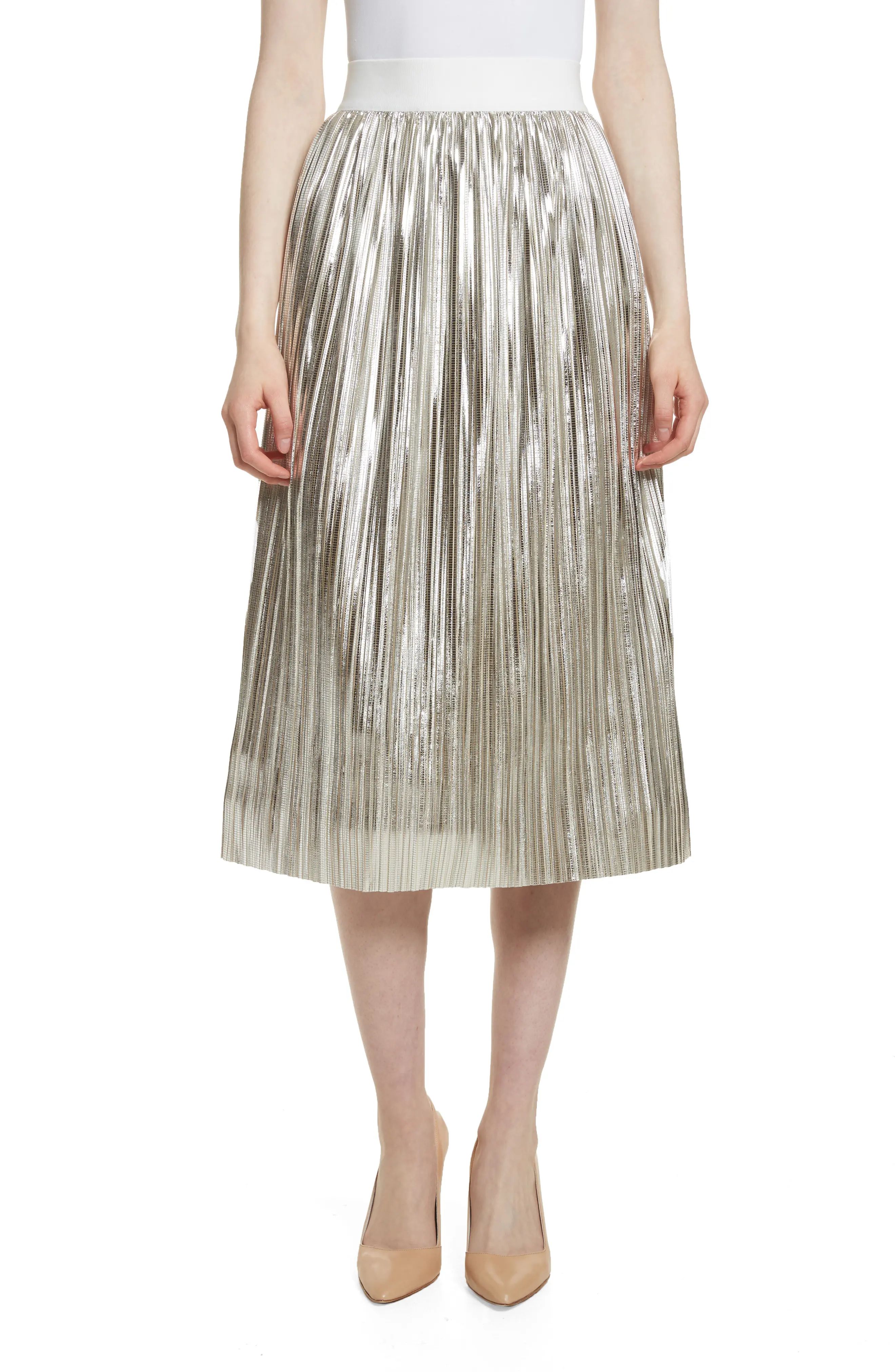 Mikaela Pleat Metallic Skirt | Nordstrom