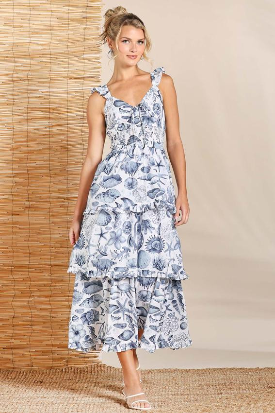 Seaside Tiered Ruffled Dress | Cato Fashions
