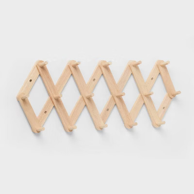 Accordion 16 Hooks Rail Light Wood - Brightroom™: Wall Mounted Decorative Rack, Rubberwood, 25.... | Target