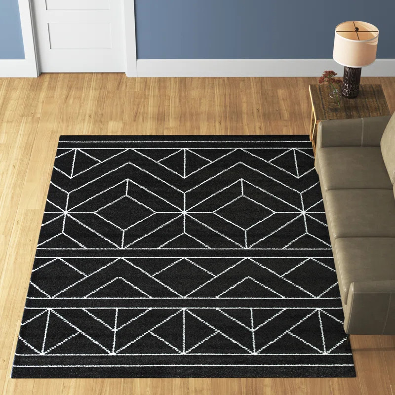Stewart Geometric Black Area Rug | Wayfair North America