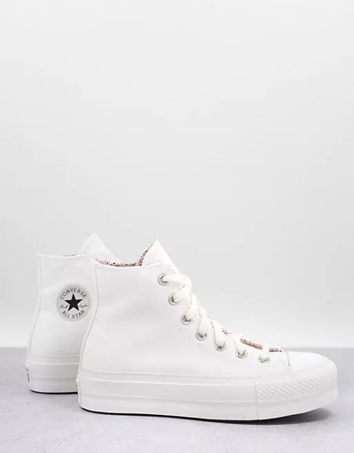 Converse Chuck Taylor lift trainers with floral details in white | ASOS (Global)