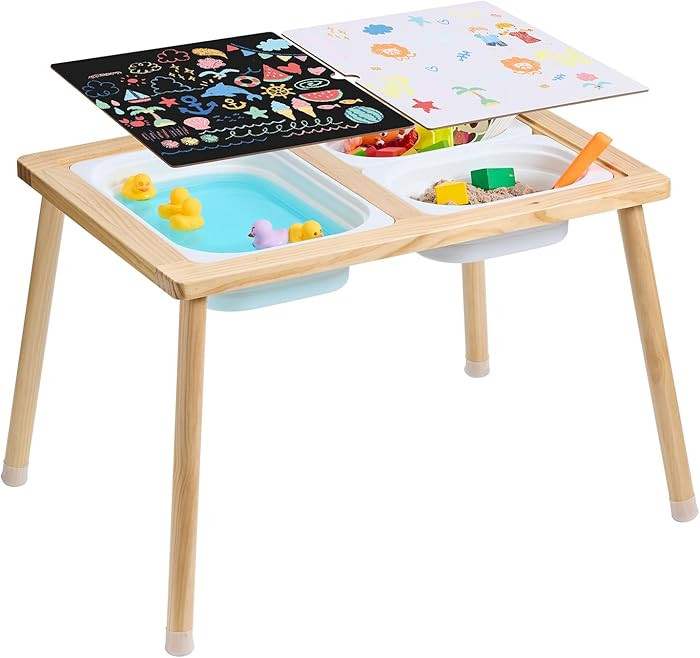 VEVOR Sensory Table for Toddlers, Kids Activity Table with 3 Foldable Storage Bins & Double-Sided... | Amazon (US)