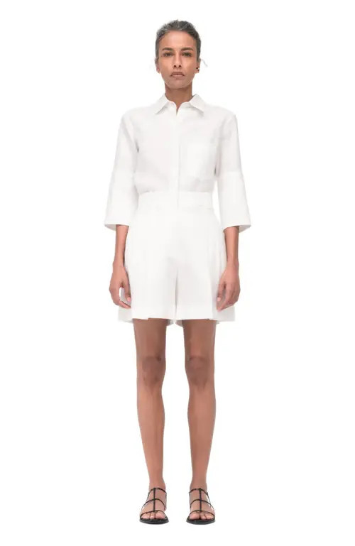 Another Tomorrow Pleated Short in White at Nordstrom, Size 36 It | Nordstrom