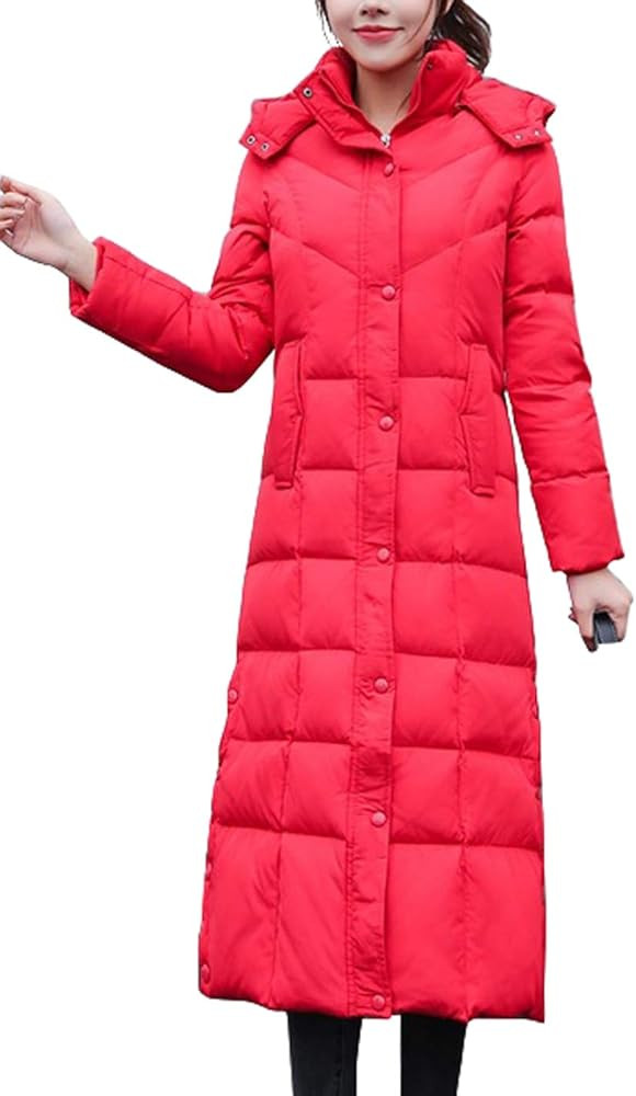 chouyatou Women's Winter Over Knee Removable Hooded Maxi Long Puffer Down Coat | Amazon (US)