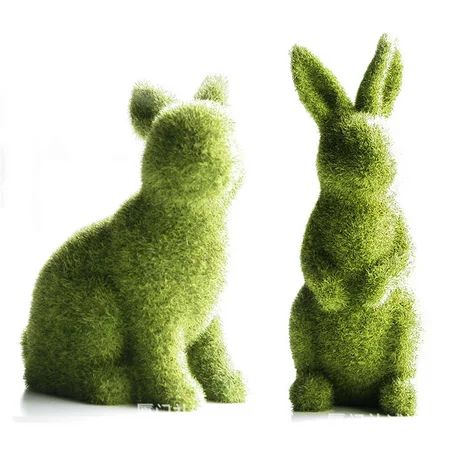 Aunavey Easter Furry Flocked Bunny Garden Decorations Artificial Moss Rabbit Easter Décor Figurines  | Walmart (US)