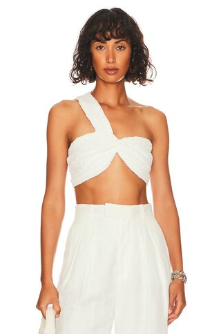 Ronny Kobo Crop Top in White from Revolve.com | Revolve Clothing (Global)