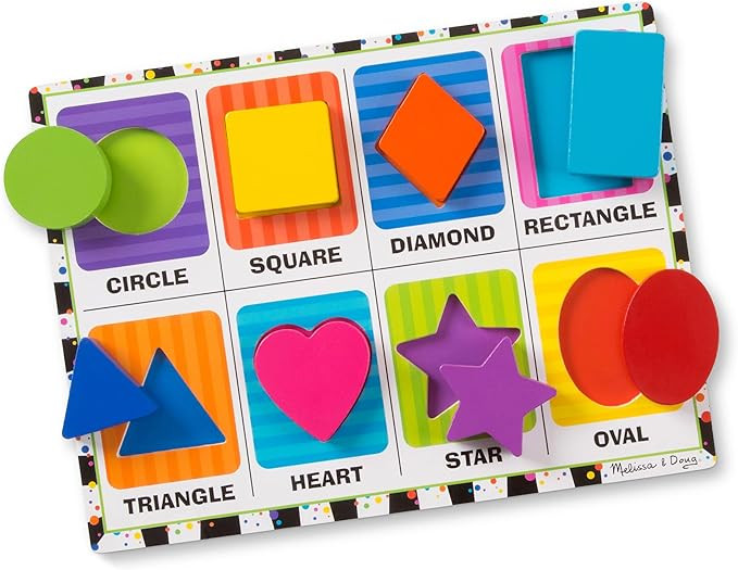 Melissa & Doug Shapes Wooden Chunky Puzzle (8 pcs) - Wooden Puzzles for Toddlers, Animal Puzzles ... | Amazon (US)