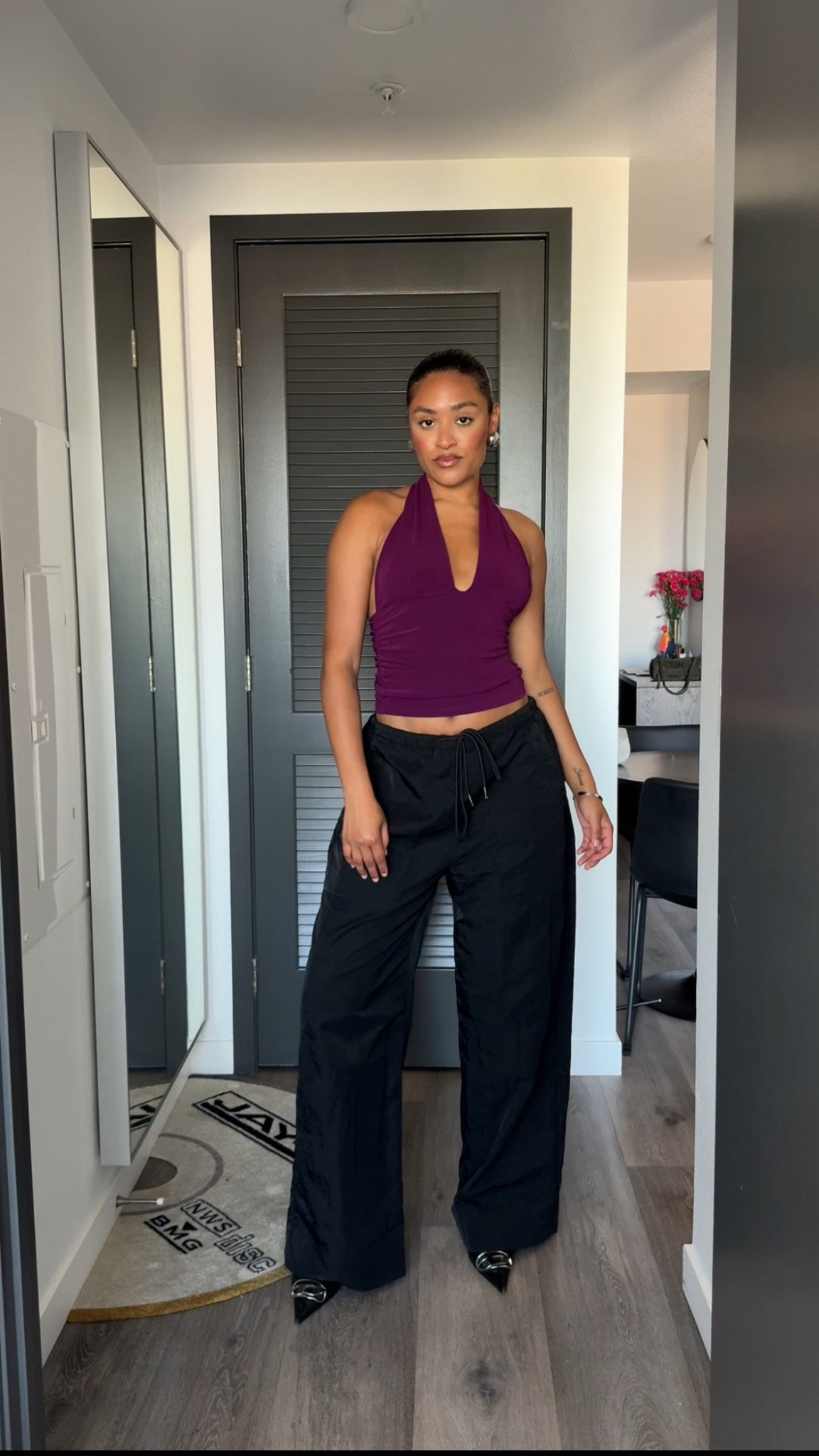 Loveee this halter top from Zara ☺️My pants are from Local European but I tagged similar pairs 🖤  #haltertop #zarafinds 

#LTKStyleTip #LTKShoeCrush