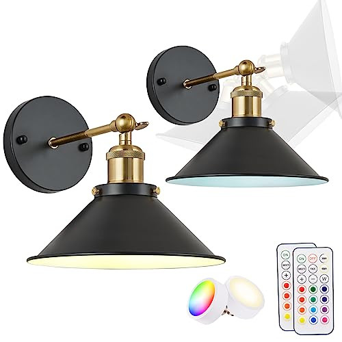 7PM Battery Operated Wall Sconces Set of Two - RGB Dimmable, Wireless & Hardwired, LED Wall Light... | Amazon (US)
